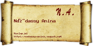 Nádassy Anina névjegykártya